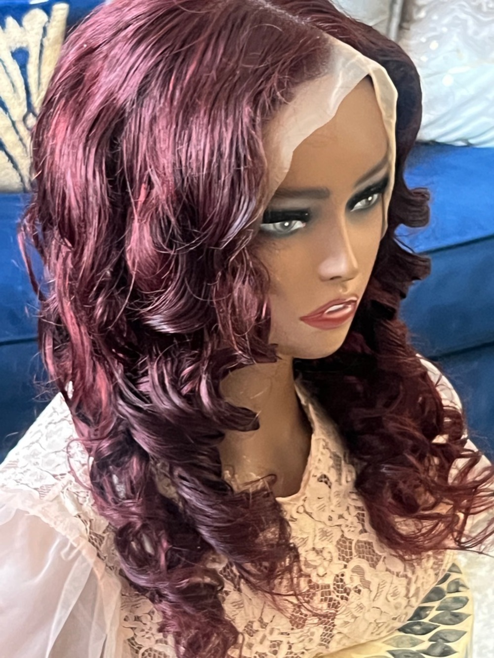 Mahogany and 99J mix 22in Human Hair Wig